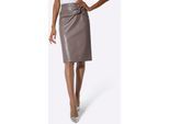 Lederimitatrock CREATION L, Damen, Gr. 24, dunkeltaupe, 100% Polyester, unifarben, knielang, Röcke