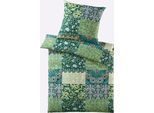 Bettwäsche HEINE HOME Gr. 3, grün (kalkmint, eucalyptus, bedruckt), B/L: 155cm x 220cm, Renforcé, B/L: 80cm x 80cm, 2, Renforcé, 100% Baumwolle, Bettwäsche, Bettwäsche