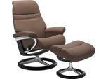 Relaxsessel STRESSLESS "Sunrise", braun (mole batick), B:92cm H:105cm T:80cm, Leder BATICK: BATICK ist ein leicht korrigiertes, durchgefärbtes und genarbtes Möbelleder, bei dem die meisten Unebenheiten und Spuren in der Regel entfernt wurden.;Leder PALOMA: PALOMA ist ein durchgefärbtes Semianilin-Möbelleder mit natürlicher Narbung.;ROHLEDER Stoff Q2 FARON: Ein fester zuverlässiger Bouclé mit einem