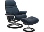 Relaxsessel STRESSLESS "Sunrise", blau (oxford blau paloma), B:79cm H:103cm T:73cm, Leder BATICK: BATICK ist ein leicht korrigiertes, durchgefärbtes und genarbtes Möbelleder, bei dem die meisten Unebenheiten und Spuren in der Regel entfernt wurden.;Leder PALOMA: PALOMA ist ein durchgefärbtes Semianilin-Möbelleder mit natürlicher Narbung.;ROHLEDER Stoff Q2 FARON: Ein fester zuverlässiger Bouclé mit