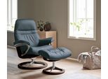 Relaxsessel STRESSLESS "Sunrise", blau (atlantic blau batick), B:83cm H:105cm T:74cm, Leder BATICK: BATICK ist ein leicht korrigiertes, durchgefärbtes und genarbtes Möbelleder, bei dem die meisten Unebenheiten und Spuren in der Regel entfernt wurden.;Leder PALOMA: PALOMA ist ein durchgefärbtes Semianilin-Möbelleder mit natürlicher Narbung.;ROHLEDER Stoff Q2 FARON: Ein fester zuverlässiger Bouclé m