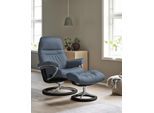 Relaxsessel STRESSLESS "Sunrise", blau (sparrow blau paloma), B:83cm H:105cm T:74cm, Leder BATICK: BATICK ist ein leicht korrigiertes, durchgefärbtes und genarbtes Möbelleder, bei dem die meisten Unebenheiten und Spuren in der Regel entfernt wurden.;Leder PALOMA: PALOMA ist ein durchgefärbtes Semianilin-Möbelleder mit natürlicher Narbung.;ROHLEDER Stoff Q2 FARON: Ein fester zuverlässiger Bouclé mi