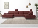 Wohnlandschaft OTTO HOME "Costello U-Form, B: 363 cm mit Sitztiefen-, Armteilverstellung &", rot (merlot), B:363cm H:89cm T:223cm, Luxus-Microfaser (90% Polyester, 10% Polyamid);Samtoptik (100% Polyester), Sofas, Wohnlandschaft, 3 Nierenkissen, optional Bettfunktion & Bettkasten