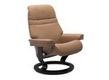 Relaxsessel STRESSLESS "Sunrise", braun (almond paloma), B:75cm H:100cm T:73cm, Leder BATICK: BATICK ist ein leicht korrigiertes, durchgefärbtes und genarbtes Möbelleder, bei dem die meisten Unebenheiten und Spuren in der Regel entfernt wurden.;Leder PALOMA: PALOMA ist ein durchgefärbtes Semianilin-Möbelleder mit natürlicher Narbung.;ROHLEDER Stoff Q2 FARON: Ein fester zuverlässiger Bouclé mit ein