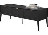 TV-Board LEONIQUE "Lavisha", schwarz, B:140cm H:48cm T:40cm, Sideboards, TV-Board, FSC-zertifiziertes Holz kombiniert Melamin, verchromte Metallgriffen