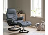 Relaxsessel STRESSLESS "Sunrise", blau (atlantic blau batick), B:79cm H:103cm T:73cm, Leder BATICK: BATICK ist ein leicht korrigiertes, durchgefärbtes und genarbtes Möbelleder, bei dem die meisten Unebenheiten und Spuren in der Regel entfernt wurden.;Leder PALOMA: PALOMA ist ein durchgefärbtes Semianilin-Möbelleder mit natürlicher Narbung.;ROHLEDER Stoff Q2 FARON: Ein fester zuverlässiger Bouclé m