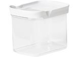 Vorratsdose EMSA "Optima", transparent, B:9,9cm H:12,5cm L:16cm, Kunststoff, Lebensmittelaufbewahrungsbehälter, Vorratsdose, 1 Liter, rechteckig, Schiebedeckel, frische Dichtung, Stapelränder