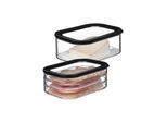 Frischhaltedose MEPAL "Frischhaltedosen Wurst und Käse Modula 2er Set", schwarz, B:2cm H:2cm L:2cm, Kunststoff, Lebensmittelaufbewahrungsbehälter, Frischhaltedose