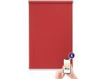 Elektrisches Rollo SUNLINES "New York", rot (rot, weiß), B:90cm H:180cm, Polyester, Rollos, Elektrisches Rollo, appgesteuert via Bluetooth, mit Motor und Akku, weißer Fallstab