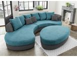 Ecksofa HOME AFFAIRE "Lazio modern und bequem, schmale Armlehnen, tolle Detailverarbeitung", grau (grau, petrol), B:255cm H:94cm T:160cm, 93% Polyester, 7% Polyamid, Sofas, Ecksofa, zwei verschiedene Fußfarben wählbar