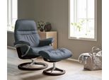 Relaxsessel STRESSLESS "Sunrise", blau (atlantic blau batick), B:92cm H:105cm T:80cm, Leder BATICK: BATICK ist ein leicht korrigiertes, durchgefärbtes und genarbtes Möbelleder, bei dem die meisten Unebenheiten und Spuren in der Regel entfernt wurden.;Leder PALOMA: PALOMA ist ein durchgefärbtes Semianilin-Möbelleder mit natürlicher Narbung.;ROHLEDER Stoff Q2 FARON: Ein fester zuverlässiger Bouclé m