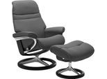 Relaxsessel STRESSLESS "Sunrise", grau (grau batick), B:92cm H:105cm T:80cm, Leder BATICK: BATICK ist ein leicht korrigiertes, durchgefärbtes und genarbtes Möbelleder, bei dem die meisten Unebenheiten und Spuren in der Regel entfernt wurden.;Leder PALOMA: PALOMA ist ein durchgefärbtes Semianilin-Möbelleder mit natürlicher Narbung.;ROHLEDER Stoff Q2 FARON: Ein fester zuverlässiger Bouclé mit einem