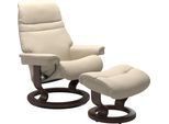 Relaxsessel STRESSLESS "Sunrise", beige (cream batick), B:79cm H:103cm T:73cm, Leder BATICK: BATICK ist ein leicht korrigiertes, durchgefärbtes und genarbtes Möbelleder, bei dem die meisten Unebenheiten und Spuren in der Regel entfernt wurden.;Leder PALOMA: PALOMA ist ein durchgefärbtes Semianilin-Möbelleder mit natürlicher Narbung.;ROHLEDER Stoff Q2 FARON: Ein fester zuverlässiger Bouclé mit eine