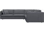 Ecksofa FLEXLUX "Lovane, elegant und zeitlos, bequem, L-Form", blau (navy blau), B:328cm H:84cm T:295cm, 62% Polyester/14% Cotton/7% Linen, Sofas, Ecksofa, Weich & anschmiegsam, große Sitztiefe auf Kaltschaum, Dekokissen inkl.