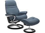Relaxsessel STRESSLESS "Sunrise", blau (sparrow blau paloma), B:79cm H:103cm T:73cm, Leder BATICK: BATICK ist ein leicht korrigiertes, durchgefärbtes und genarbtes Möbelleder, bei dem die meisten Unebenheiten und Spuren in der Regel entfernt wurden.;Leder PALOMA: PALOMA ist ein durchgefärbtes Semianilin-Möbelleder mit natürlicher Narbung.;ROHLEDER Stoff Q2 FARON: Ein fester zuverlässiger Bouclé mi