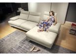Ecksofa CALIA ITALIA "Toby Wing, B/T: 308/153 cm, Multifunktionssofa, Designsofa, L-Form", weiß (avorio mario), B:308cm H:90cm T:153cm, Mikrofaser mit Nubuk Optik (100% Polyester), Sofas, Ecksofa, inkl. Sitztiefenverstellung und Armlehnfunktion, Füße in schwarz matt