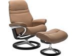 Relaxsessel STRESSLESS "Sunrise", braun (almond paloma), B:92cm H:105cm T:80cm, Leder BATICK: BATICK ist ein leicht korrigiertes, durchgefärbtes und genarbtes Möbelleder, bei dem die meisten Unebenheiten und Spuren in der Regel entfernt wurden.;Leder PALOMA: PALOMA ist ein durchgefärbtes Semianilin-Möbelleder mit natürlicher Narbung.;ROHLEDER Stoff Q2 FARON: Ein fester zuverlässiger Bouclé mit ein