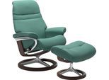 Relaxsessel STRESSLESS "Sunrise", grün (aqua grün paloma), B:79cm H:103cm T:73cm, Leder BATICK: BATICK ist ein leicht korrigiertes, durchgefärbtes und genarbtes Möbelleder, bei dem die meisten Unebenheiten und Spuren in der Regel entfernt wurden.;Leder PALOMA: PALOMA ist ein durchgefärbtes Semianilin-Möbelleder mit natürlicher Narbung.;ROHLEDER Stoff Q2 FARON: Ein fester zuverlässiger Bouclé mit e