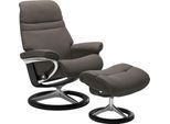 Relaxsessel STRESSLESS "Sunrise", grau (metal grau paloma), B:79cm H:103cm T:73cm, Leder BATICK: BATICK ist ein leicht korrigiertes, durchgefärbtes und genarbtes Möbelleder, bei dem die meisten Unebenheiten und Spuren in der Regel entfernt wurden.;Leder PALOMA: PALOMA ist ein durchgefärbtes Semianilin-Möbelleder mit natürlicher Narbung.;ROHLEDER Stoff Q2 FARON: Ein fester zuverlässiger Bouclé mit