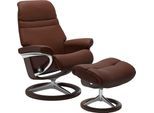 Relaxsessel STRESSLESS "Sunrise", braun (malt braun batick), B:79cm H:103cm T:73cm, Leder BATICK: BATICK ist ein leicht korrigiertes, durchgefärbtes und genarbtes Möbelleder, bei dem die meisten Unebenheiten und Spuren in der Regel entfernt wurden.;Leder PALOMA: PALOMA ist ein durchgefärbtes Semianilin-Möbelleder mit natürlicher Narbung.;ROHLEDER Stoff Q2 FARON: Ein fester zuverlässiger Bouclé mit