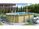 Achteckpool KARIBU "MADRID V4", natur, B:611cm H:124cm L:400cm, Schwimmbecken, Achteckpool, BxLxH: 611x400x124 cm