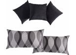Dekokissen, schwarz (schwarz, gemustert), B:40cm L:40cm, Polyester, WESTFALIA SCHLAFKOMFORT, Dekokissen_Sitzkissen_Kissenhüllen, (5-tlg.)