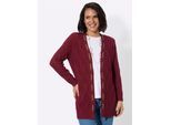 Cardigan CASUAL LOOKS, Damen, Gr. 54, rot (dunkelrot), 50% Baumwolle, 50% Polyacryl, unifarben, Strickjacken