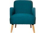 Sessel Paperflow Brooks, Massivholz, Retro-Design, gepolstert, Polyester-Bezug, blau