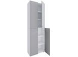 Mid.you , Grau, Weiß , Holzwerkstoff , 4 Fächer , 70x220x40 cm , stehend , Garderobe, Schuhaufbewahrung, Schuhschränke