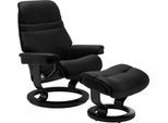 Relaxsessel STRESSLESS "Sunrise", schwarz (schwarz batick), B:75cm H:100cm T:73cm, Leder BATICK: BATICK ist ein leicht korrigiertes, durchgefärbtes und genarbtes Möbelleder, bei dem die meisten Unebenheiten und Spuren in der Regel entfernt wurden.;Leder PALOMA: PALOMA ist ein durchgefärbtes Semianilin-Möbelleder mit natürlicher Narbung.;ROHLEDER Stoff Q2 FARON: Ein fester zuverlässiger Bouclé mit