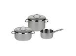 Riess , Edelstahlfarben , Metall , 22 cm,12 cm , 4 l,3 l,0,7 l , rund , backofengeeignet, kratzfest, hitzebeständige Griffe, stapelbar, hitzebeständig,backofengeeignet , Kochen & Essen, Töpfe, Kochtopfsets