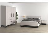Schlafzimmer-Set HOME AFFAIRE "Bronne,Komplettschlafzimmer (Set,4-St)", kaschmir, B:188cm H:93,5cm T:208,5cm, Holzwerkstoff, Melamin, Metall, Schlafzimmermöbel-Sets, Schlafzimmer-Set,Schrank 4Trg 2xNako, Bett180/200, Kufen Metalloptik