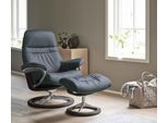 Relaxsessel STRESSLESS "Sunrise", blau (atlantic blau batick), B:92cm H:105cm T:80cm, Leder BATICK: BATICK ist ein leicht korrigiertes, durchgefärbtes und genarbtes Möbelleder, bei dem die meisten Unebenheiten und Spuren in der Regel entfernt wurden.;Leder PALOMA: PALOMA ist ein durchgefärbtes Semianilin-Möbelleder mit natürlicher Narbung.;ROHLEDER Stoff Q2 FARON: Ein fester zuverlässiger Bouclé m