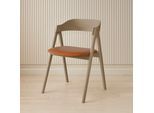 Stuhl HAMMEL FURNITURE "Mette by Hammel", eiche weiß geölt, eiche weiß geölt, cognac, B:52cm H:75cm T:54cm, Leder, Massivholz, Stühle, Stuhl, Massivholz, gepolsterte Sitzfläche, versch. Farbvarianten