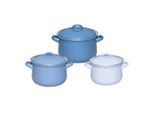 Riess , Blau , Metall , 16 cm,18 cm , 1,5 l,2,5 l,3,5 l , rund , backofengeeignet, kratzfest, hitzebeständige Griffe, hitzebeständig, geschmacksneutral, energiesparend,backofengeeignet , Kochen & Essen, Töpfe, Kochtopfsets