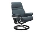 Relaxsessel STRESSLESS "Sunrise", blau (atlantic blau batick), B:92cm H:105cm T:80cm, Leder BATICK: BATICK ist ein leicht korrigiertes, durchgefärbtes und genarbtes Möbelleder, bei dem die meisten Unebenheiten und Spuren in der Regel entfernt wurden.;Leder PALOMA: PALOMA ist ein durchgefärbtes Semianilin-Möbelleder mit natürlicher Narbung.;ROHLEDER Stoff Q2 FARON: Ein fester zuverlässiger Bouclé m