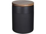Vorratsdose "REFIA", schwarz, H:15,5cm Ø:12cm, Akazienholz, Keramik, Silikon, SCHÖNER WOHNEN-KOLLEKTION, Lebensmittelaufbewahrungsbehälter, Vorratsdose, Aufbewahrungsdose für Lebensmittel mit Akazienholz-Deckel, luftdicht
