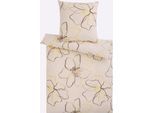 Bettwäsche HEINE HOME Gr. 5, beige (champagner, beige, bedruckt), B/L: 135cm x 200cm, Renforcé, B/L: 40cm x 80cm, 2, Renforcé, 100% Baumwolle, Bettwäsche, Bettwäsche