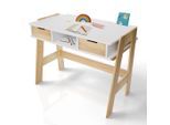 Juskys Kinderschreibtisch, Weiß, Holz, 2 Schubladen, 94x76x63 cm, Arbeitszimmer, Schreibtische, Jugend- & Kinderschreibtische