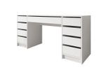 Mirjan24 Schreibtisch, Weiß, Holzwerkstoff, 9 Schubladen, Rechteckig,Rechteckig, 154x76x55 cm, Arbeitszimmer, Schreibtische, Bürotische