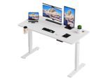 Homavo Schreibtisch, Weiß, Metall, Holz Optik, Rechteckig, 60x120x120 cm, Arbeitszimmer, Schreibtische, Bürotische