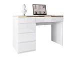 Lookway Schreibtisch, Weiß Hochglanz, Holzwerkstoff, 120x78x55 cm, Arbeitszimmer, Schreibtische, Bürotische