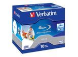 1x10 Verbatim BD-R Blu-Ray 25GB 6x Speed, printable, Jewel Case