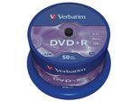 1x50 Verbatim DVD+R 4,7GB 16x Speed, matt silver