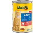 MultiFit Nassfutter Katze Adult, Sauce, Rind und Leber 24x400 g