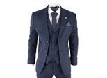 Heren Blauwe Ruit 3-delige Tweed Pak Peaky Blinders 1920s Gatsby Tailored Fit
