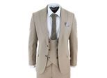 Heren tweed 3-delig beige formeel trouwpak