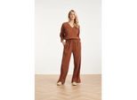 Smashed Lemon Wide leg mousseline broek met strikkoord