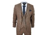 Heren 3-Piece Wollen Pak Eikenbruin Tweed Visgraat Ruit Peaky Blinders Gatsby