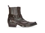 Herren-Cowboy-Stiefeletten aus Leder, Schwarz, Braun, kubanischer Biker, Winklepicker Western